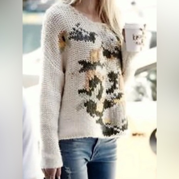Mes Demoiselles Sweaters - Mes Demoiselles Paris Jardin Floral Chunky Knit Alpaca Wool Sweater Size Small